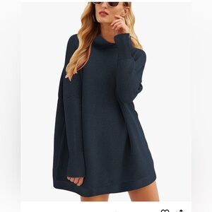 Prinbara Women's Long Sleeve Mock Neck Slouchy Tunic
